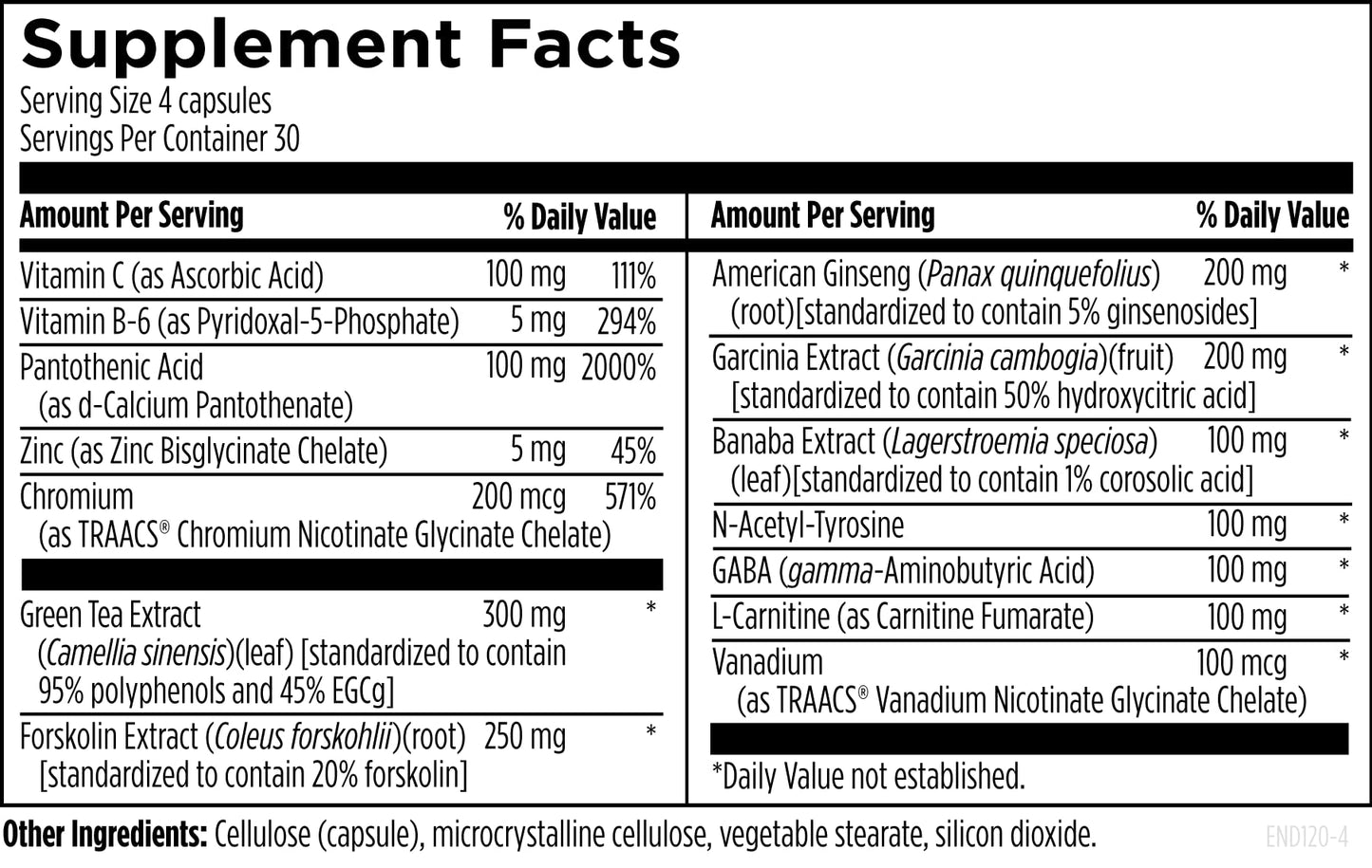 Designs for Health EndoTrim - Green Tea Extract, Garcinia Cambogia, Coleus Forskohlii + L-Carnitine Supplement for Men + Women - Vegan (120 Capsules)