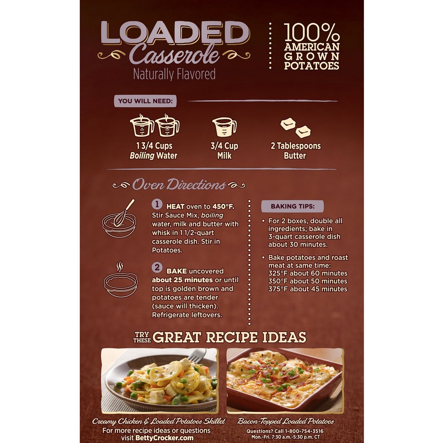 Betty Crocker Loaded Casserole Potatoes 45 oz Pack of 6