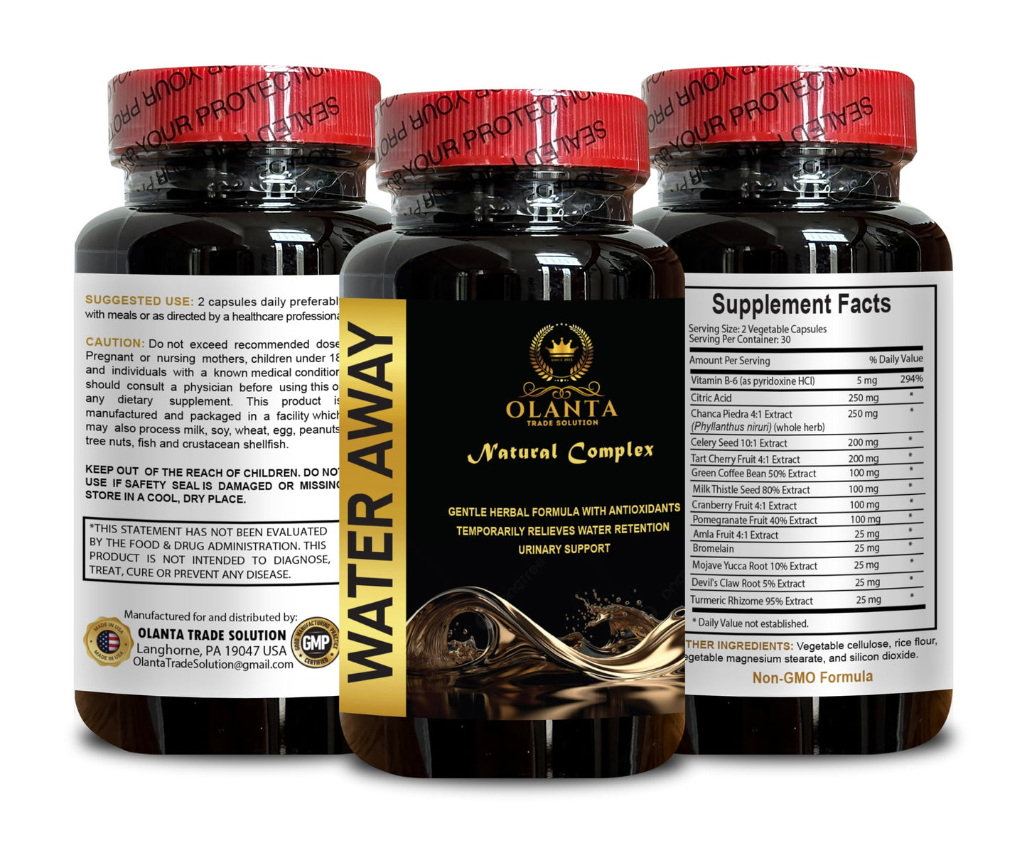 Generic Natural Water Away Pills - Water Diet Pills, Water Supplement, Water Pills Water Retention, Water Loss Pills, Fast Acting Water Away Pills for Women and Men - 2 Bottles