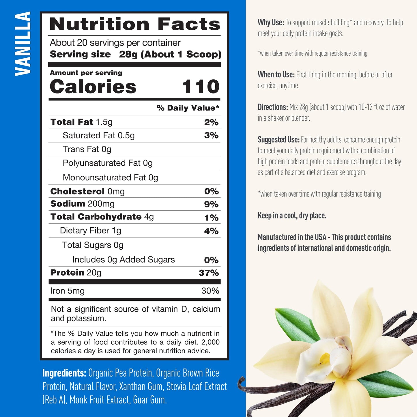 Isopure Plant-Based Protein Powder, Lactose Free, Gluten Free, With Iron, Vanilla, 20g Plant Protein Per Serving, 1.23 Lbs, 20 Servings