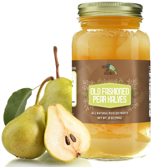 Green Jay Gourmet Old Fashioned Pears in a Quart Jar  Fresh Hand Jarred Fruit for Cooking  Pantry  Home Grown PrePrepared Pickled Pears  Simple Natural Ingredients  28 Ounce Jar