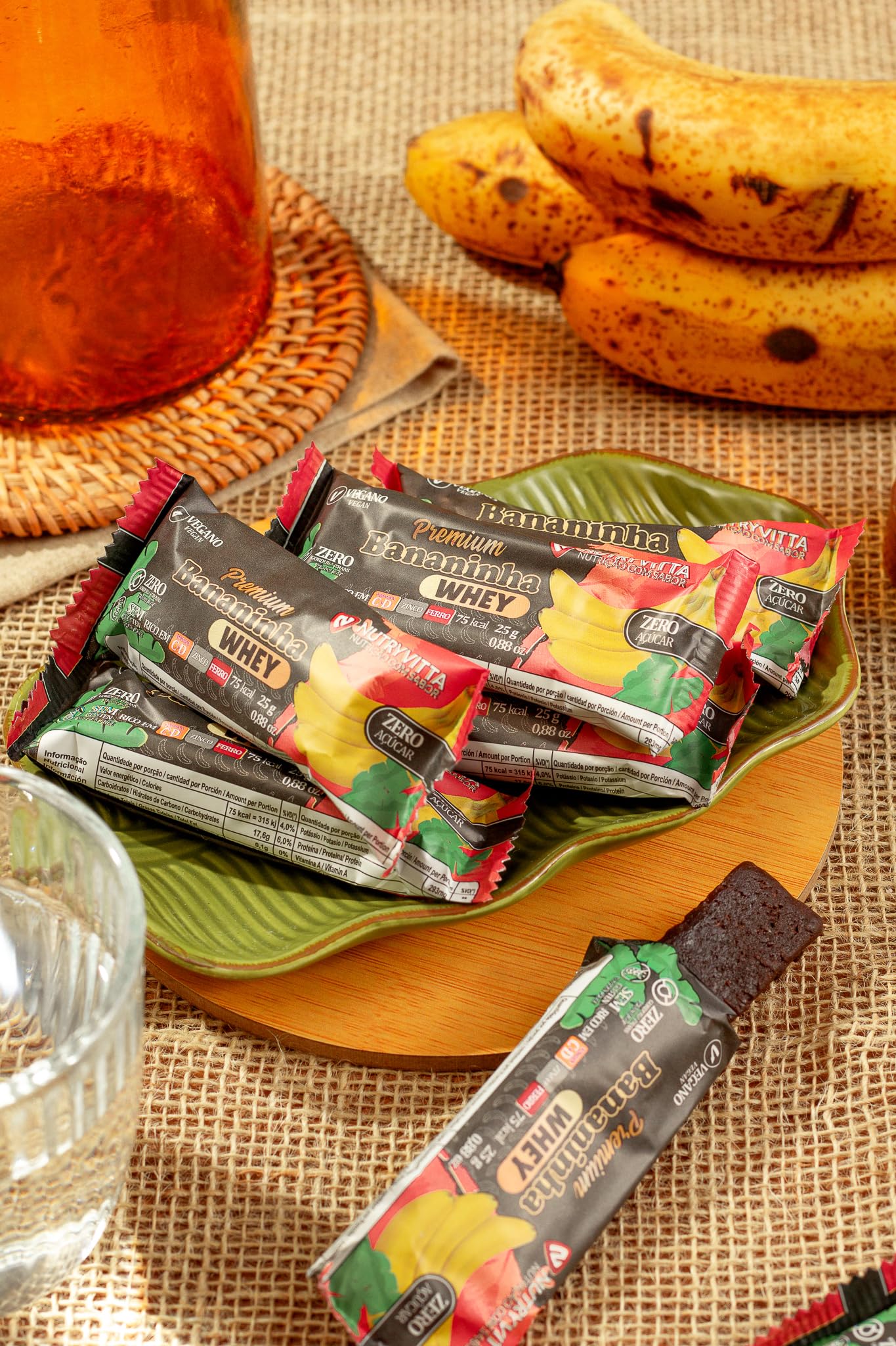 NutryVitta Banana Bar Protein - No Sugar Added, Healthy Snack, Gluten-Free, 0.88 OZ Bar, 24 Count