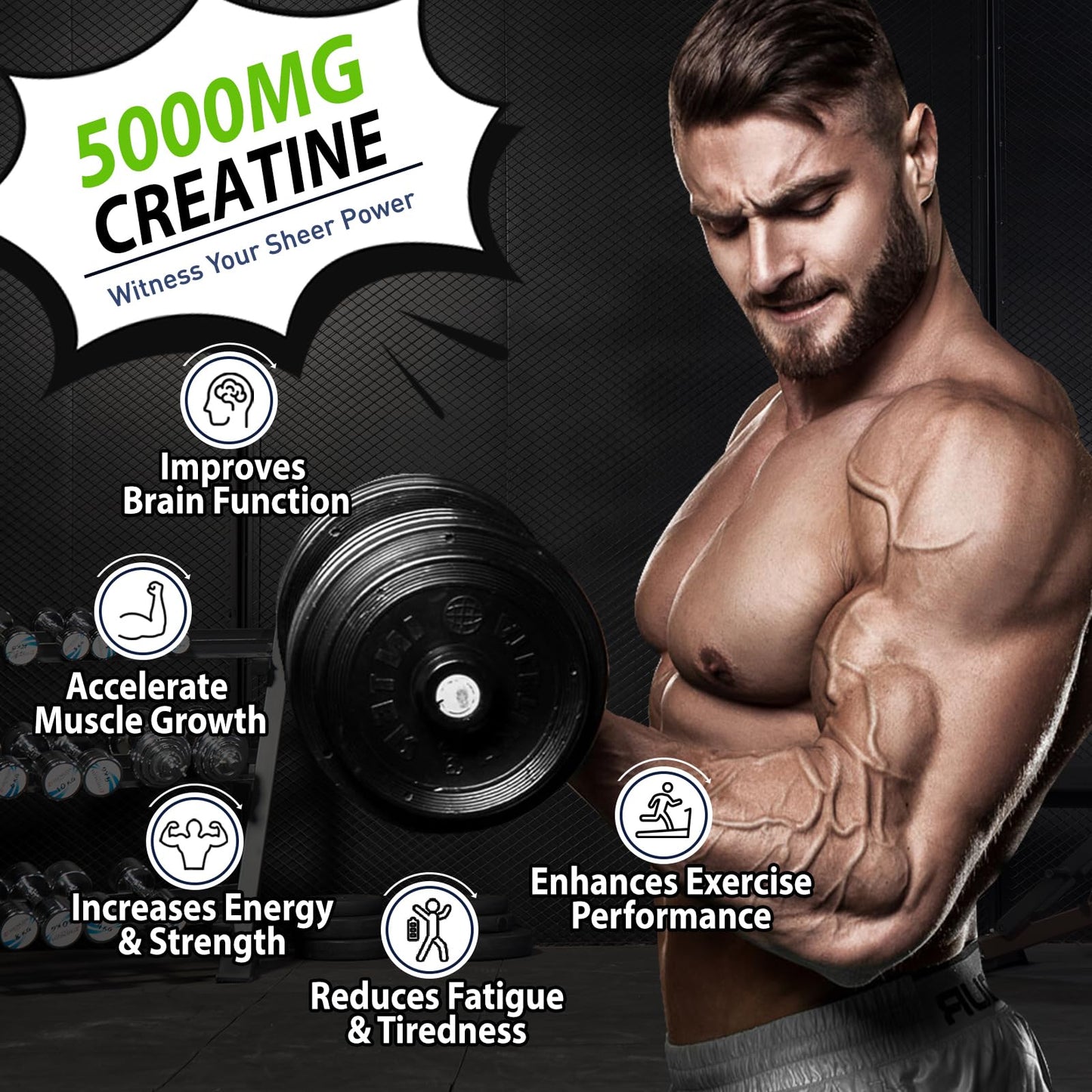 Zetelixia 2 Pack Creatine Monohydrate Gummies 5g for Men & Women, Chewables Creatine Monohydrate for Muscle Strength & Muscle Builder, Vitamin B12 for Energy Support, Blueberry Flavor, 120 Count
