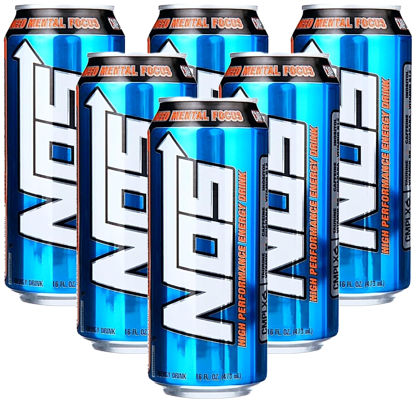 High Performance Energy Drink  NOS Energy Boost Drink with Natural Caffeine Fortified with Electrolytes  16 Fl oz Cans  BETRULIGHT Value 6 Pack