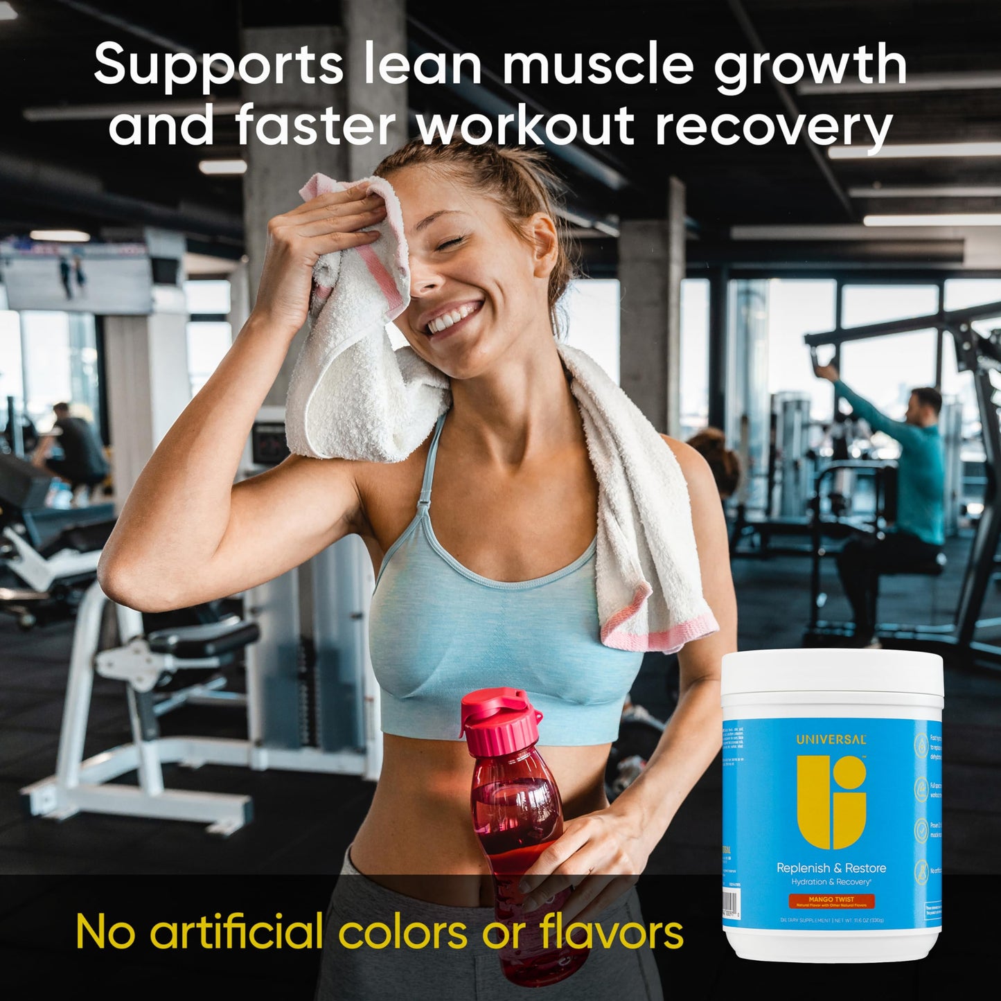 Universal U Replenish & Restore Powder, Hydration & Recovery, Promotes Muscle Repair and Growth, Custom Dosing, L-Lysine, L-Glutamine, L-Tryptophan, No Artificial Flavors, 30 Servings (Mango Twist)
