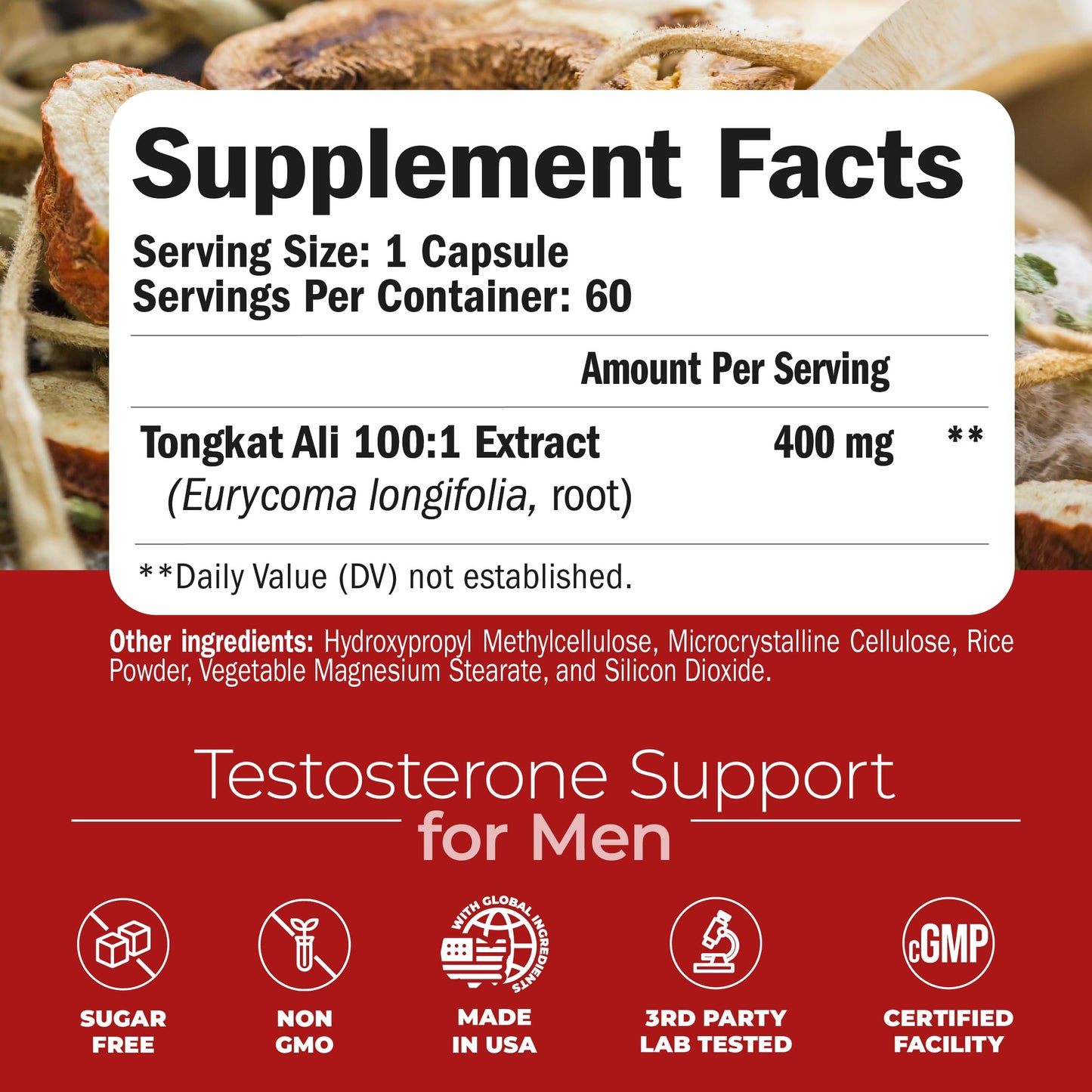 Tongkat Ali for Men: Premium & Potent Testosterone Supplement for Men with Longjack Tongkat Ali Powder - Male Enhancing Supplement for Workout. Testosterone Support & Muscle Builder. 60 Capsules