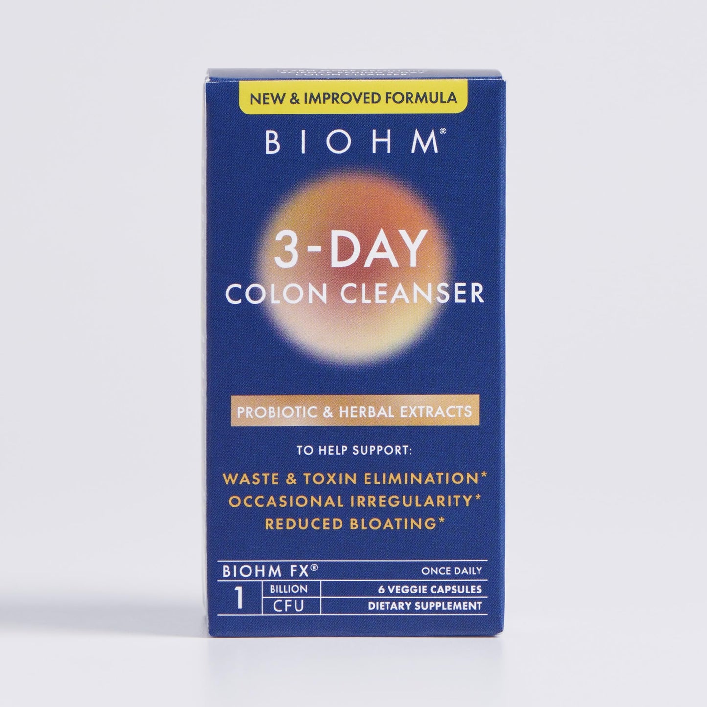 BIOHM 3 Day Colon Cleanse Detox with Probiotics & Herbal Extracts (6 Capsules, 3 Servings) Supports Constipation, Bloating Relief & Immune Health, Gut Cleanse for Men and Women, Non-GMO & Gluten-Free