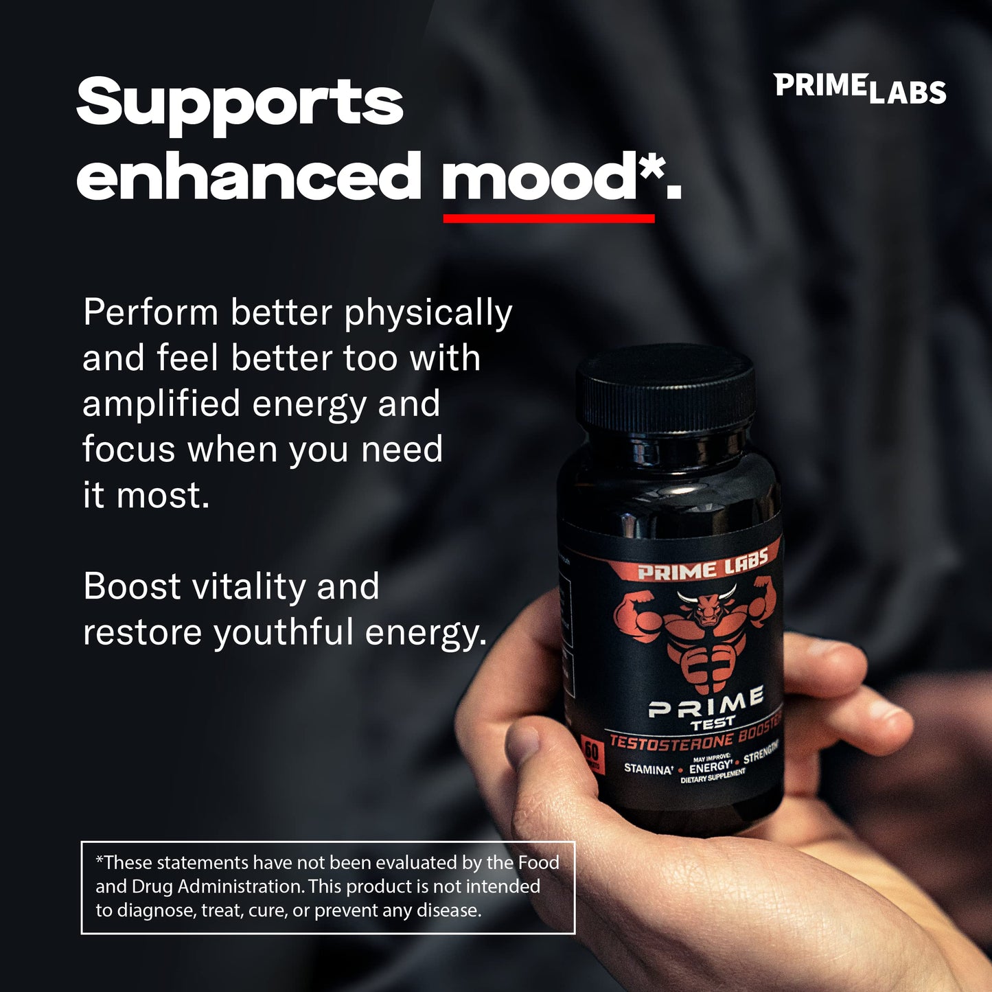 Prime Labs Men's Testosterone Booster - Stamina, Endurance, & Strength - 60 Caplets