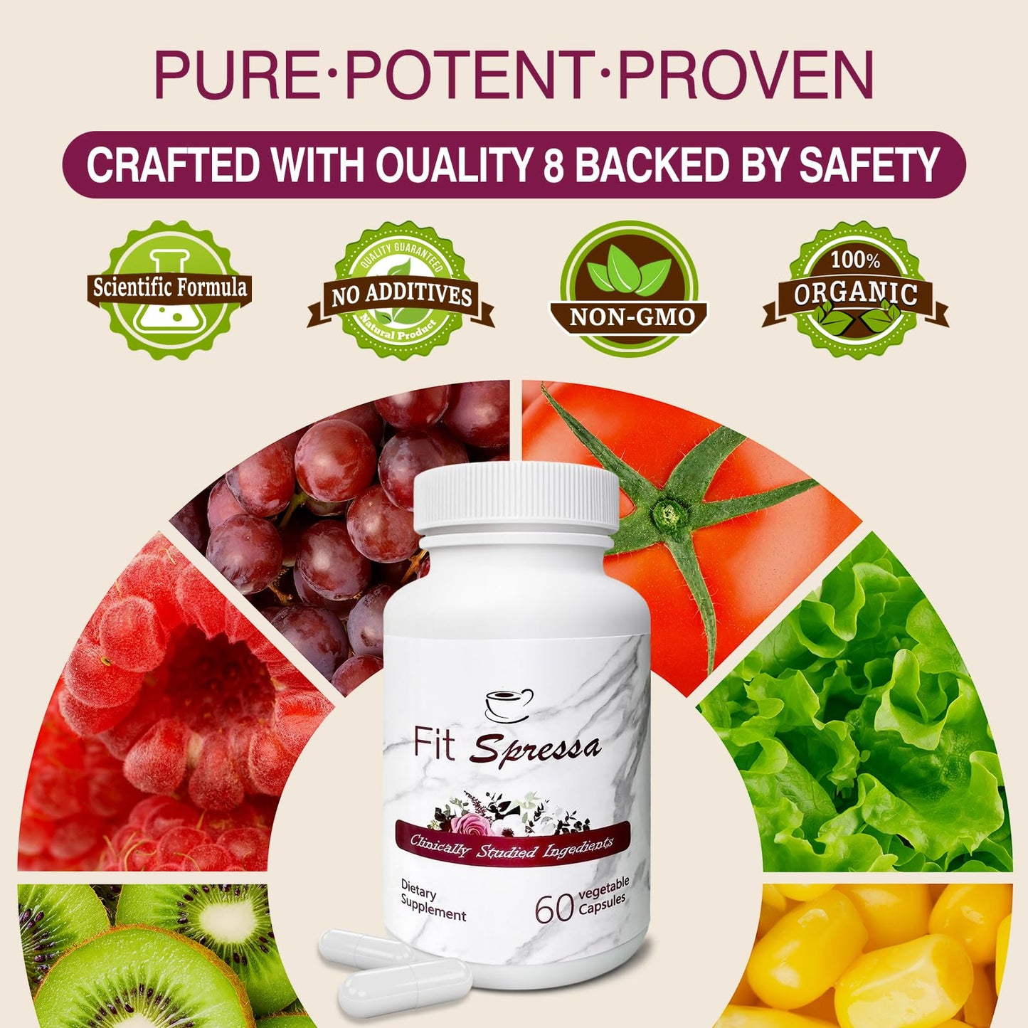 NutriSlim Capsules, Pure Coffee Extract, Aids Healthy Weight Control, Clinically Tested Ingredients, Advanced Slimming Formula, 60 Herbal Capsules - 1 Bottle