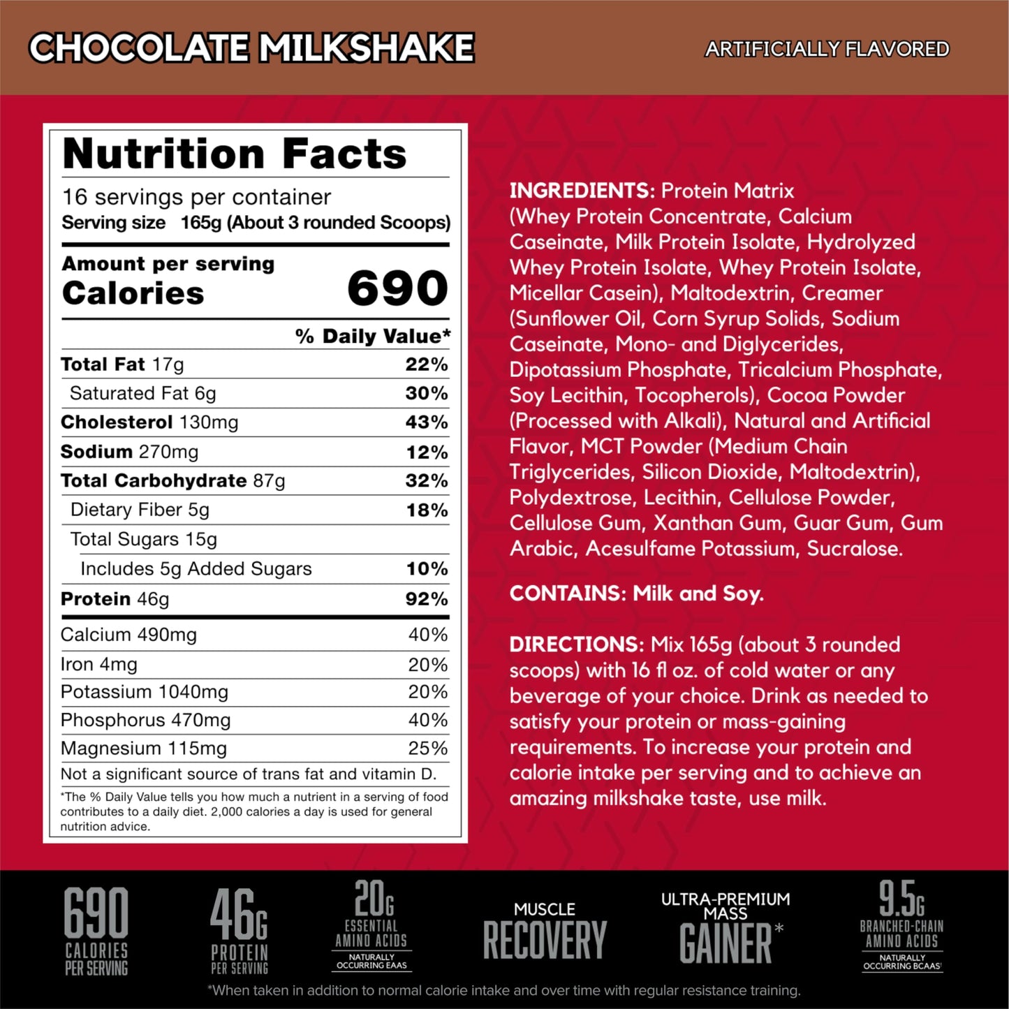 BSN TRUE-MASS Weight Gainer, Muscle Mass Gainer Protein Powder, Chocolate Milkshake, 5.82 Pound