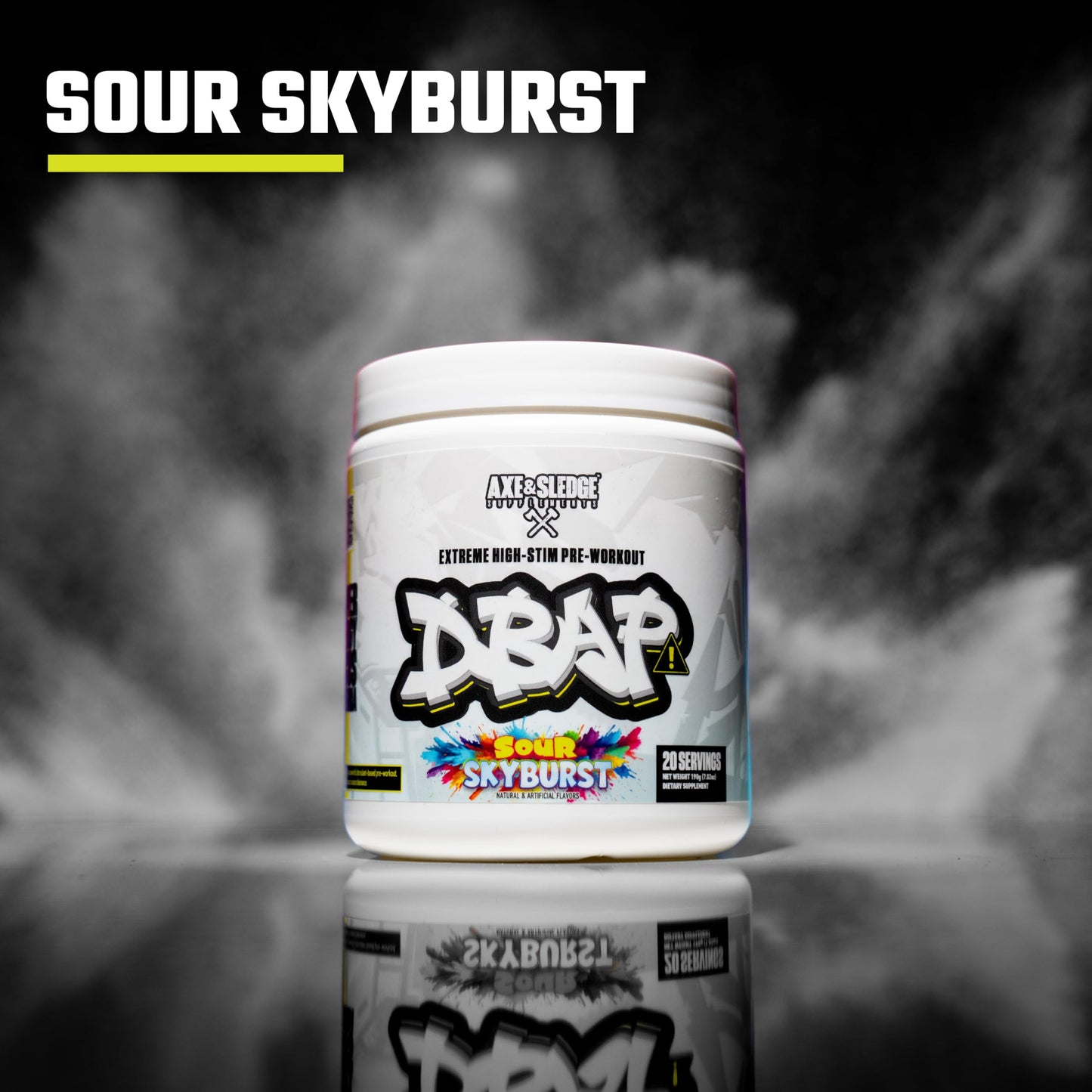 DBAP Extreme High Stim Pre-Workout Powder - 20 Servings - Pre-Workout Supplement for Men & Women - Caffeine, TeaCrine, Dynamine, Beta Alanine, Betaine Anhydrous (20 Servings, Sour Skyburst)