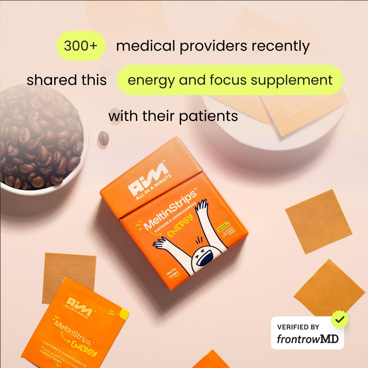MeltinStrips Energy Oral Strips with Natural Caffeine, Ashwagandha, Vitamin B12, 3-in-1 Instant Energy Oral Dissolving Strips, Faster Absorption Sugar Free Vegan Dietary Supplement - 30 Strip