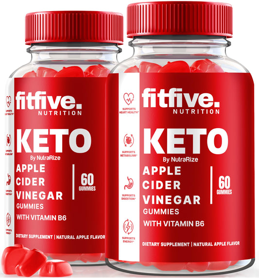 (2 Pack) FitFive Nutrition Keto ACV Gummies, Official Fit Five Nutrition Keto Gummies, Apple Cider Vinegar Supplement, All Natural Keto+ACV Gummy, Keto Plus ACV, Fit5 Nutrition Review (120 Gummies)