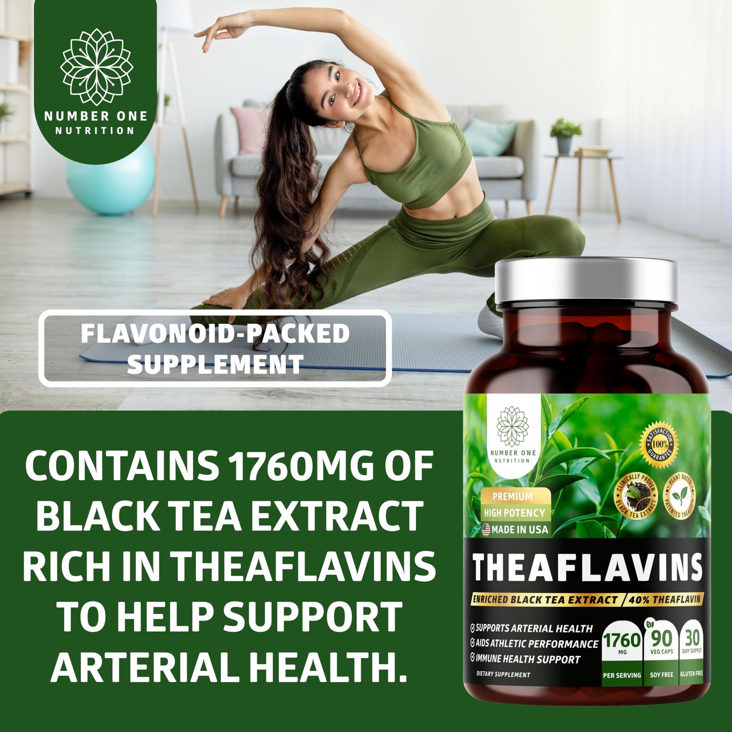 N1 Nutrition Premium Theaflavins Black Tea Extract [40% Theaflavins] Powered by TheaFit™ to Support Exercise Performance and Reduce Recovery Time, 90 Veg Caps