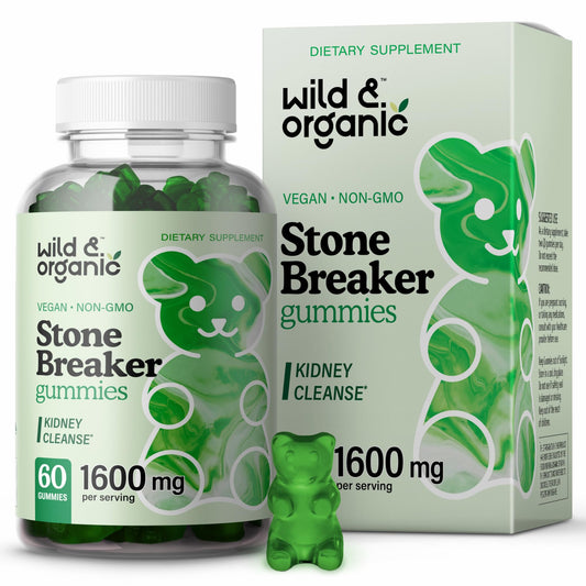 Wild & Organic Chanca Piedra Stone Breaker Gummies 1600mg - Kidney Cleanse Detox & Gallbladder Support - Kidney Stones Dissolver w/Chanca Piedra Herb - 60 Vegan Gummies