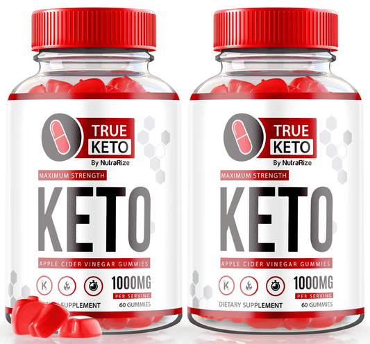 (2 Pack) True Keto ACV Gummies, True Keto Advanced ACV Supplement, Maximum Strength Keto Formula, Apple Cider Vinegar 1000MG, Keto Vitamins, All Natural ACV Gummy, Official Keto Reviews (120 Gummies)