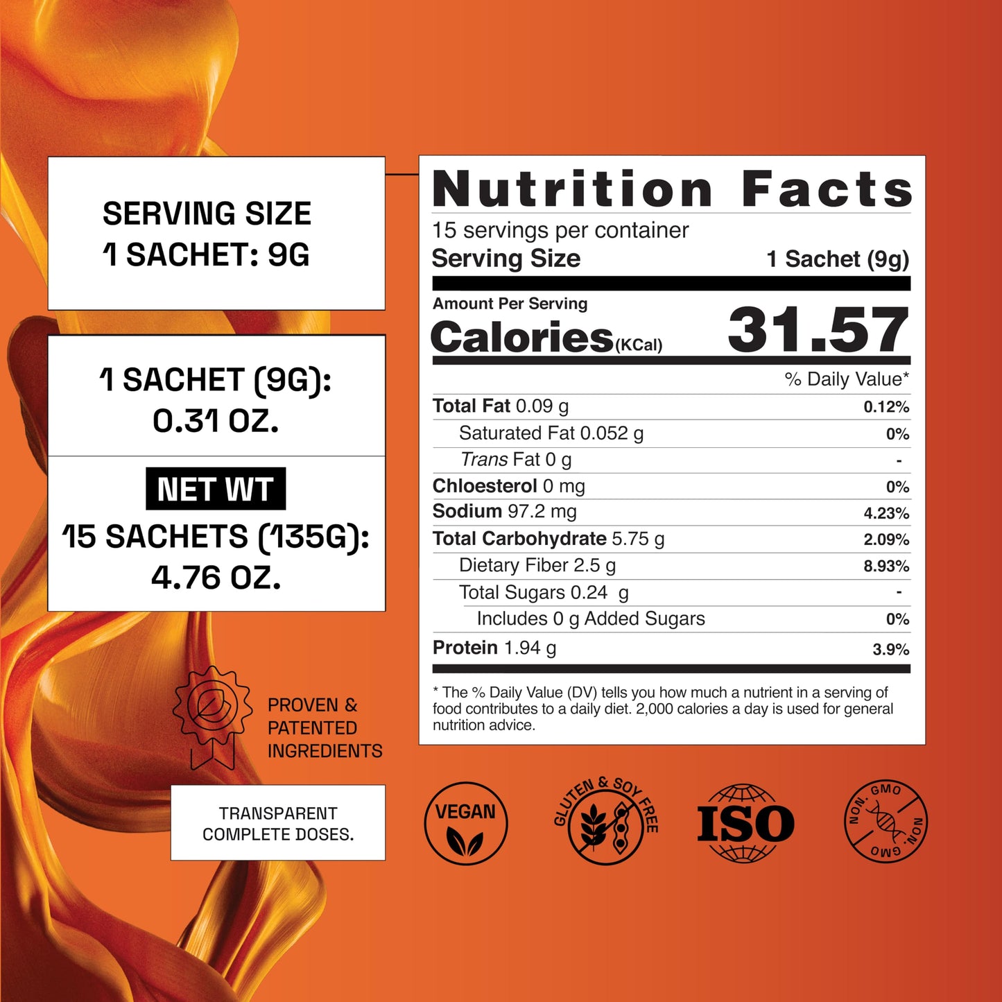 Ace Blend Trim Tonic | 15 Serves | Daily Fiber | Psyllium-Free | Gut Health | Soluble+Insoluble 15 Sachets