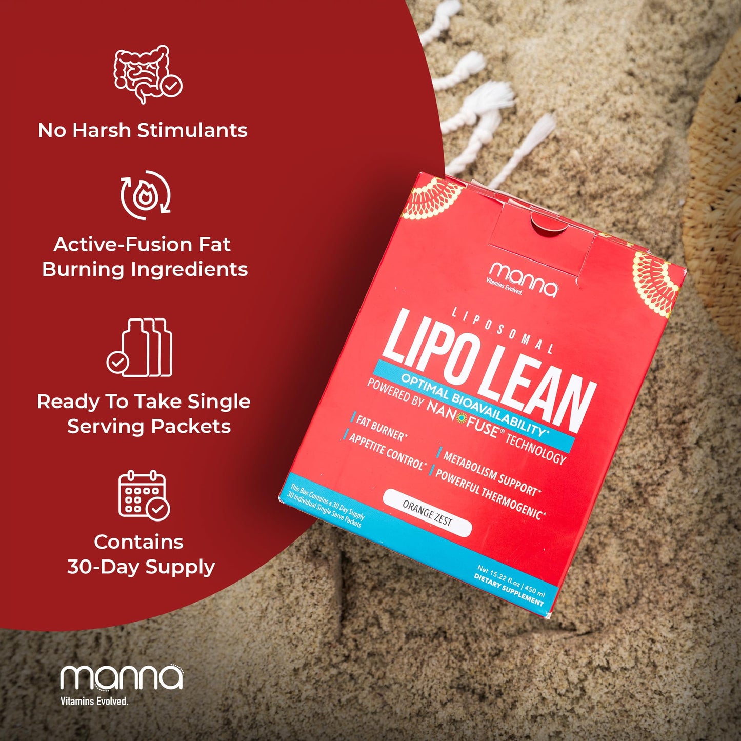 Manna Liposomal Lipo Lean - Fat Burner - Appetite Suppressant for Weight Loss Women & Men