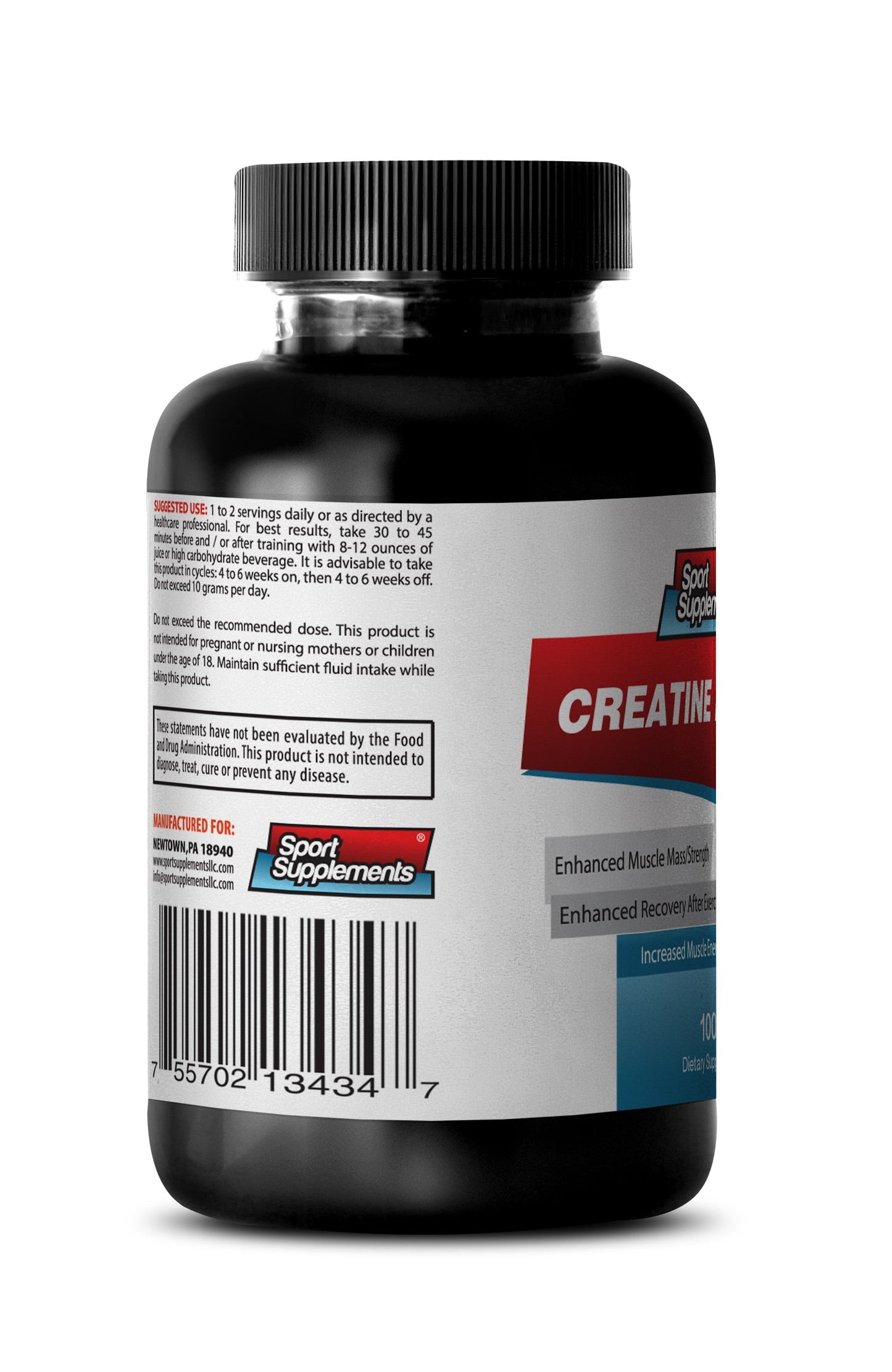 Sport Supplements Best Creatine Powder - Creatine Powder 100mg - Creatine Powder to Increase Energy and Stamina (1 Bottle)