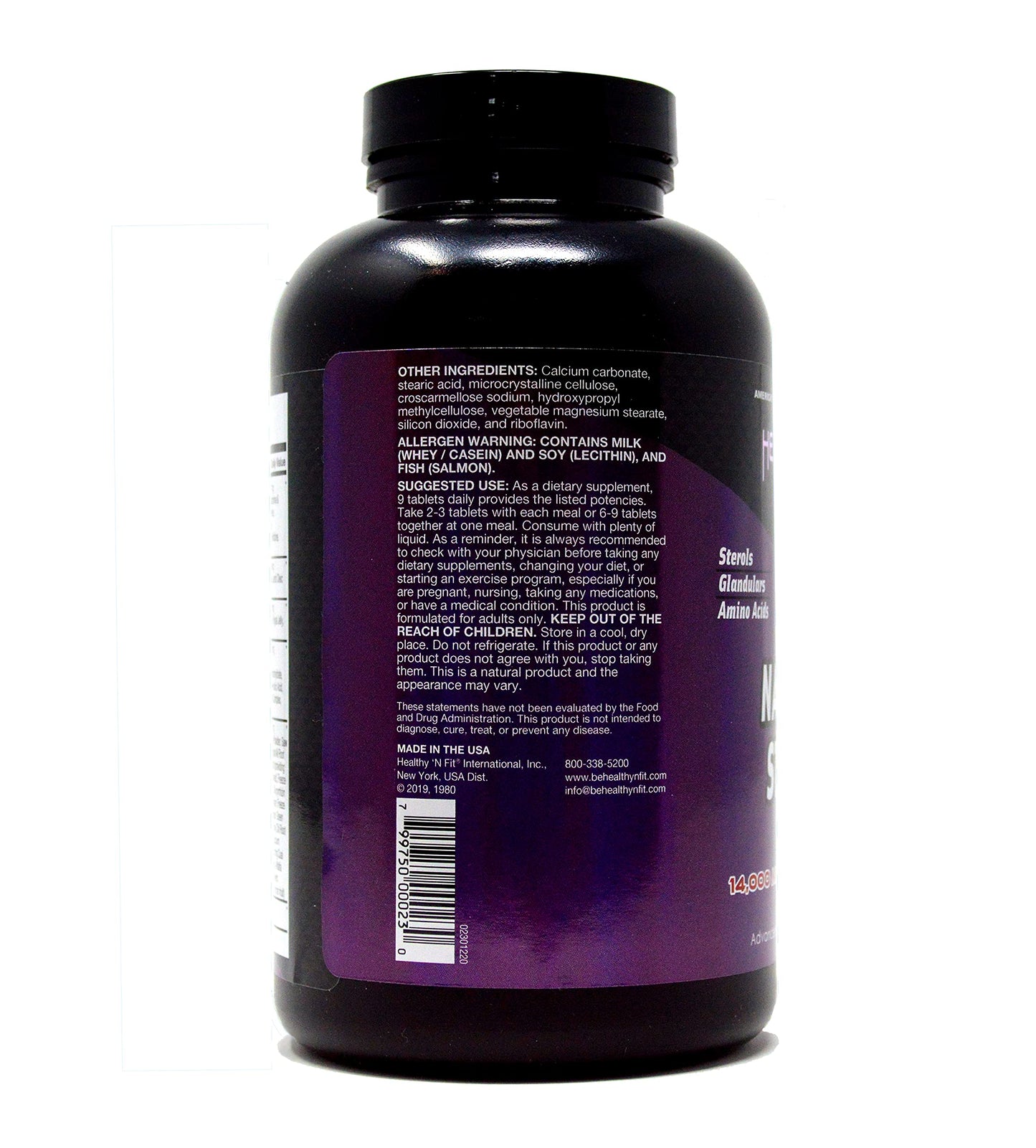 Healthy 'N Fit Nature’S STEROLS: 270 tab - Anabolics Matrix with Steroidals, Amino Acids, Nutraceuticals, Glandulars, Stim-Free Energy and Electrolytes.