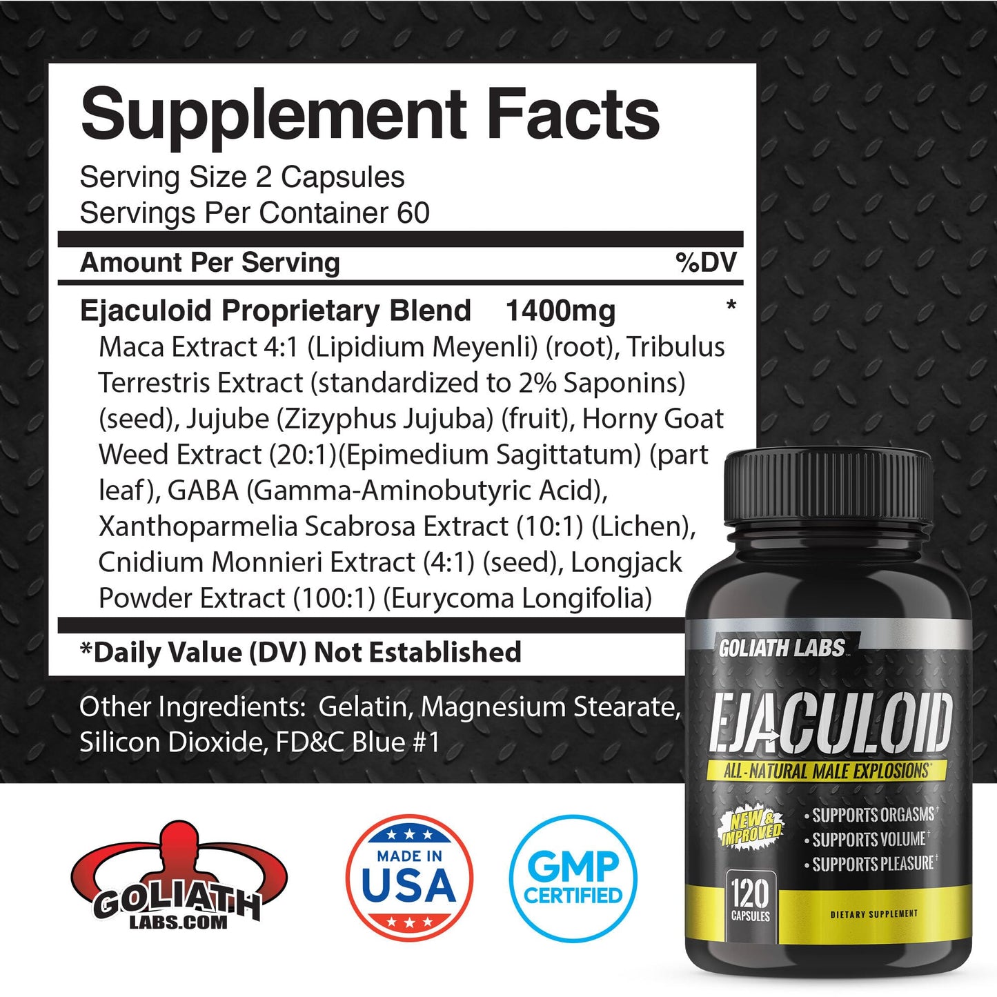Goliath Labs Men's Energy Booster Capsules [120 Capsules/Bottle] Natural Stamina Booster Pills for Men More Volume - Multivitamin Enriched Performance Boosting Health Supplements