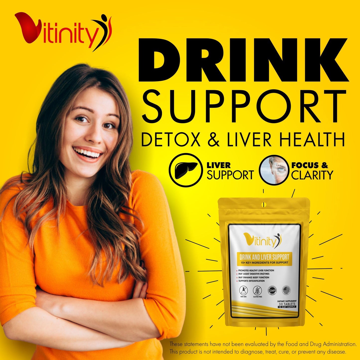 Anti Drink Support Supplement-15+Key Ingredients for Craving Support,Liver Health,Kudzu, Milk Thistle,Holy Basil,DHM,All Natural Cleanse,Gradual Reduction,Nutrient Replenisher Tablets(15 Days)