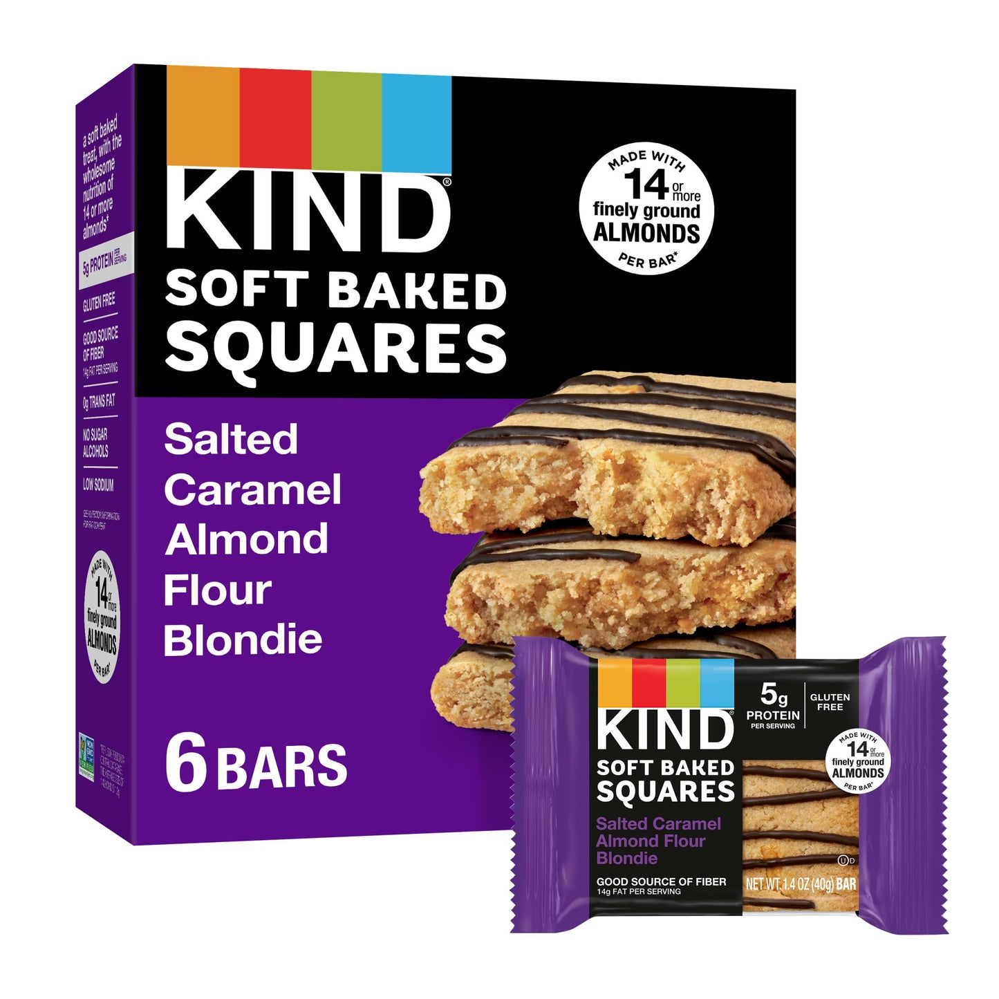 KIND Soft Baked Squares Salted Caramel Almond Flour Blondie 6 count