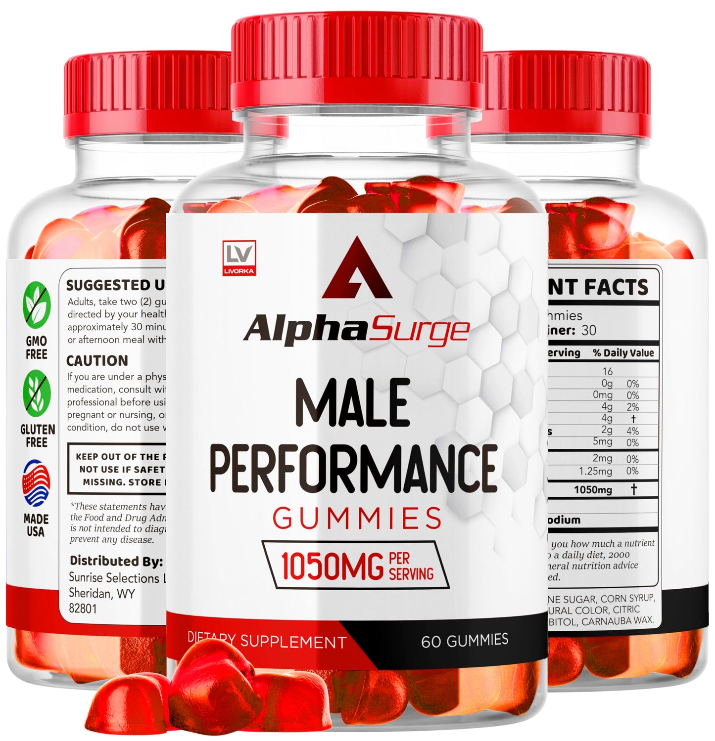 LIVORKA Alpha Surge for Men - Alpha Surge Gummies for Male, Alfa Surge Gummies 1050mg, Alpha Surge XL Gummie, Alphasurge Gummies, Alfa Surge Gummies, Alpha Sugre Male, 120 Gummies for 2 Month