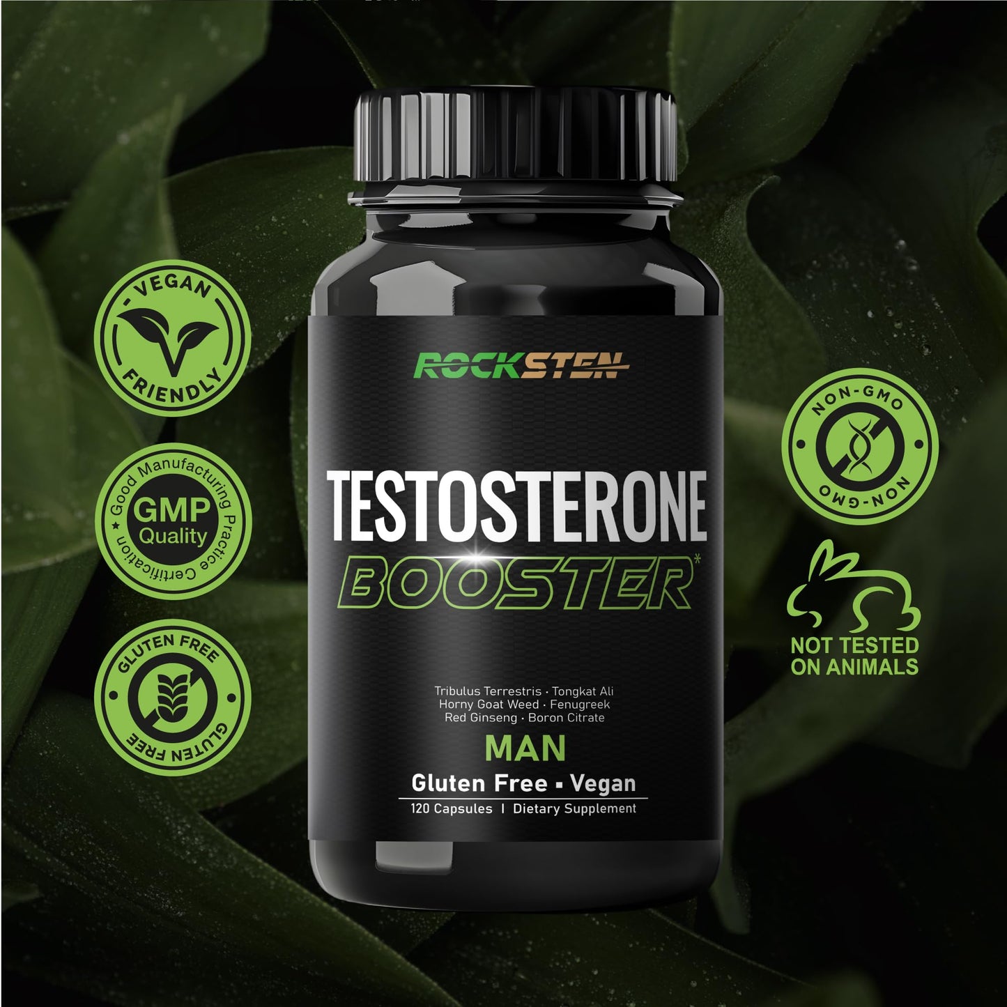 Testosterone Booster Men Supplement - Male Enhancing Support with Tribulus Terrestris Tongkat Ali Fenugreek Red Ginseng - Stamina Energy Test Boost Capsules for Muscle Growth Body Building Workout
