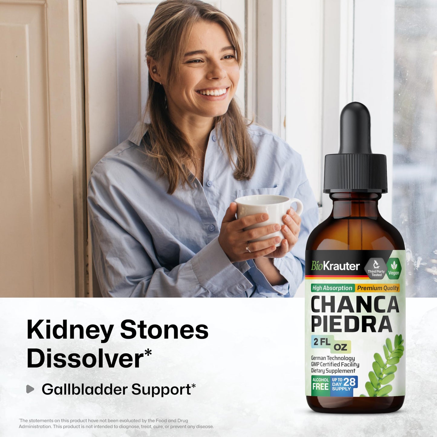 Chanca Piedra Tincture - Natural Kidney Health Support Liquid - Chanca Piedra Stone Breaker & Gallbladder Cleanse Formula - Vegan, Alcohol & Sugar Free Drops 2 Fl Oz