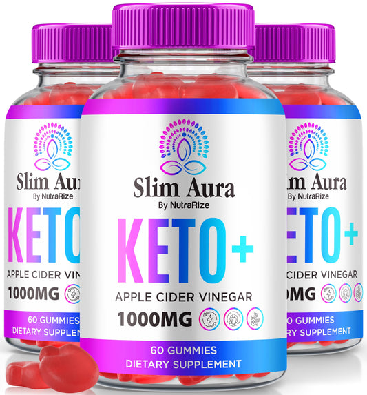 (3 Pack) Slim Aura Keto ACV Gummies, Official Slim Aura Keto Gummies for Weight Loss, Natural Keto Plus Apple Cider Vinegar Gummy, Premium Keto+ACV Formula, SlimAura ACV Keto Gomitas (180 Gummies)