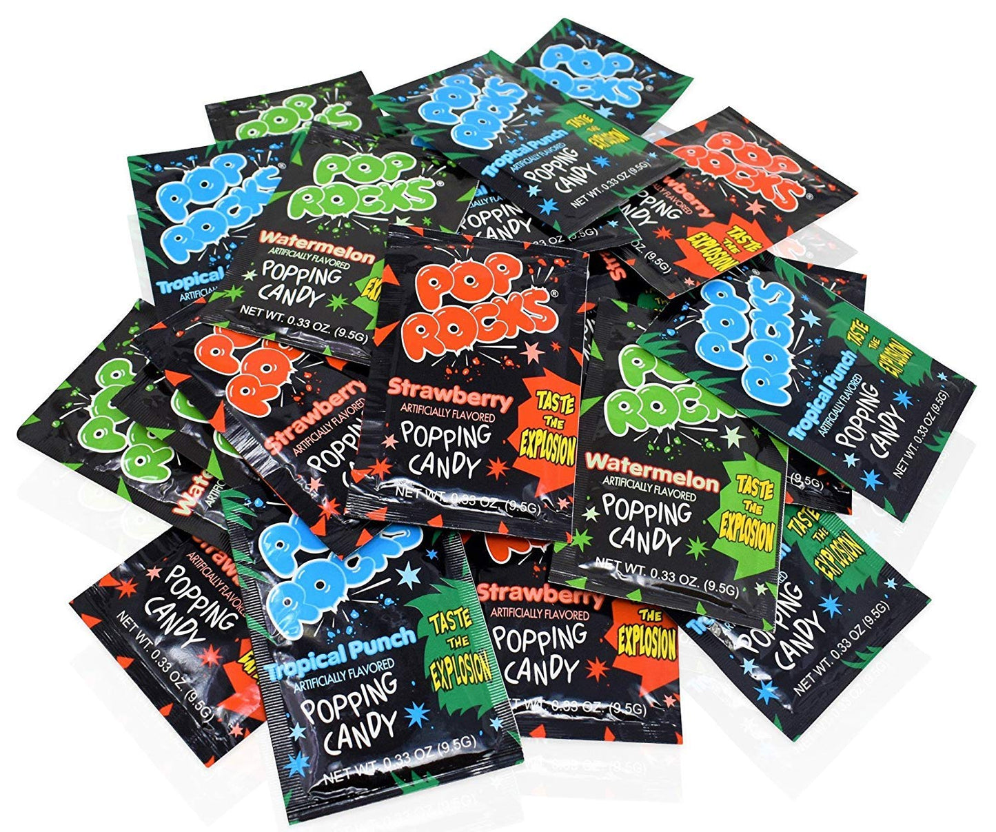 BLUE RIBBON Pop Rocks Popping Mixed Candy Gift Box  24 Count Total  Strawberry Watermelon and Tropical Punch  Taste the Explosion  Care Package for Family Friends Kids and more
