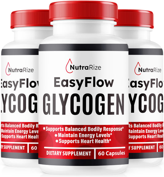 NutraRize (3 Pack) Easy Flow Glycogen, EasyFlow Glycogen Support Capsules, Easy Flow Glyco Optimizer, Official EasyFlow Glyco Optimiser Caps, Easy Flow Detox Cleanse, Easy Flow Glycol (180 Capsules)