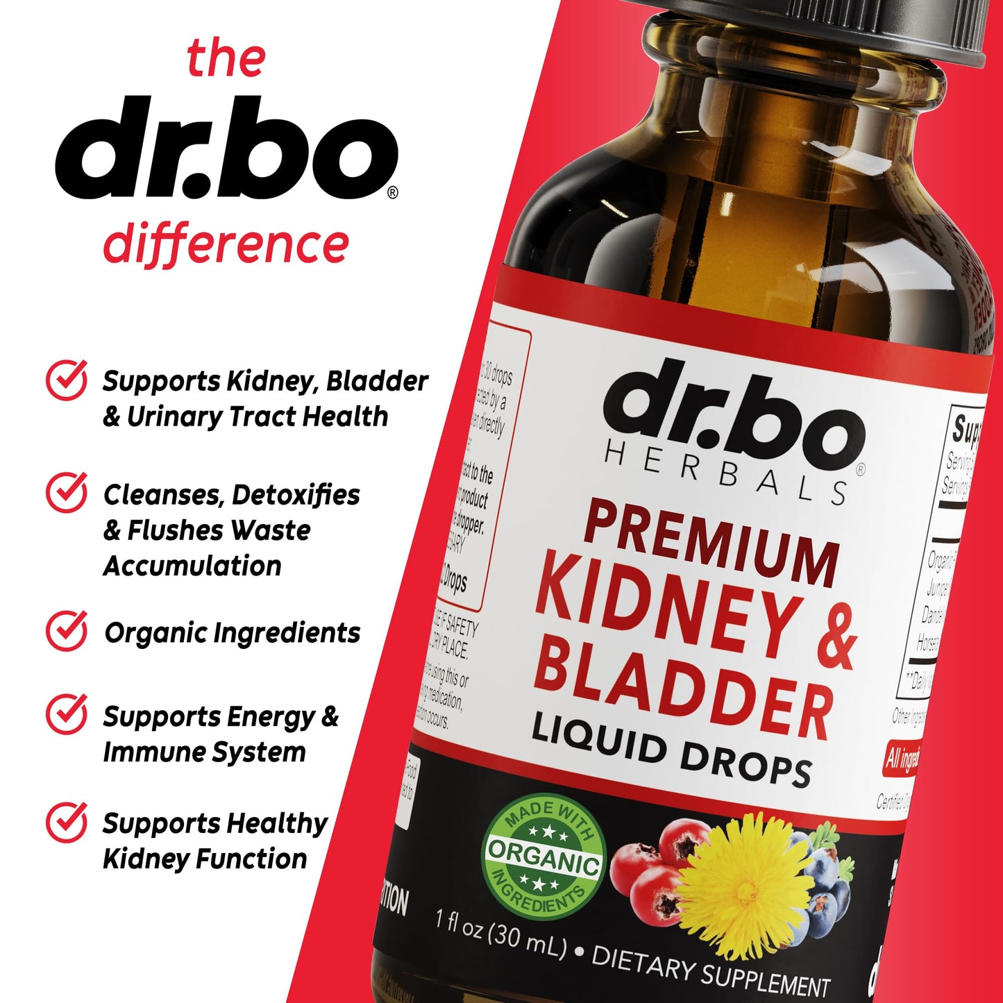 Kidney Support Supplement Bladder Health - Organic Renal Cleanse Supplements Drops Juniper Berry Cleavers Dandelion - Renal Kidney Cleanse Detox Urinary Tract Herbal Bladder Support Flush Kidneys 1oz