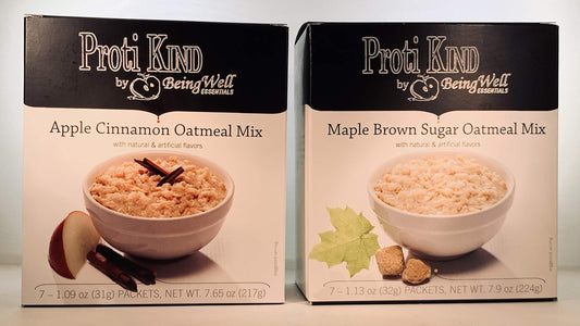 Proti Kind High Protein Oatmeal for Weight Loss - 7 Servings - 15g Protein - 120 Calories (Two Box - Maple & Apple - 14 Servings, 28 Servings)