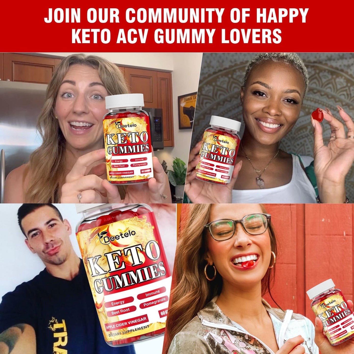 Juebingy Keto ACV Gummies with B12 - Vegan Apple Cider Vinegar Supplement for Energy Boost and Gut Health, Gluten-Free Formula, 180 Count