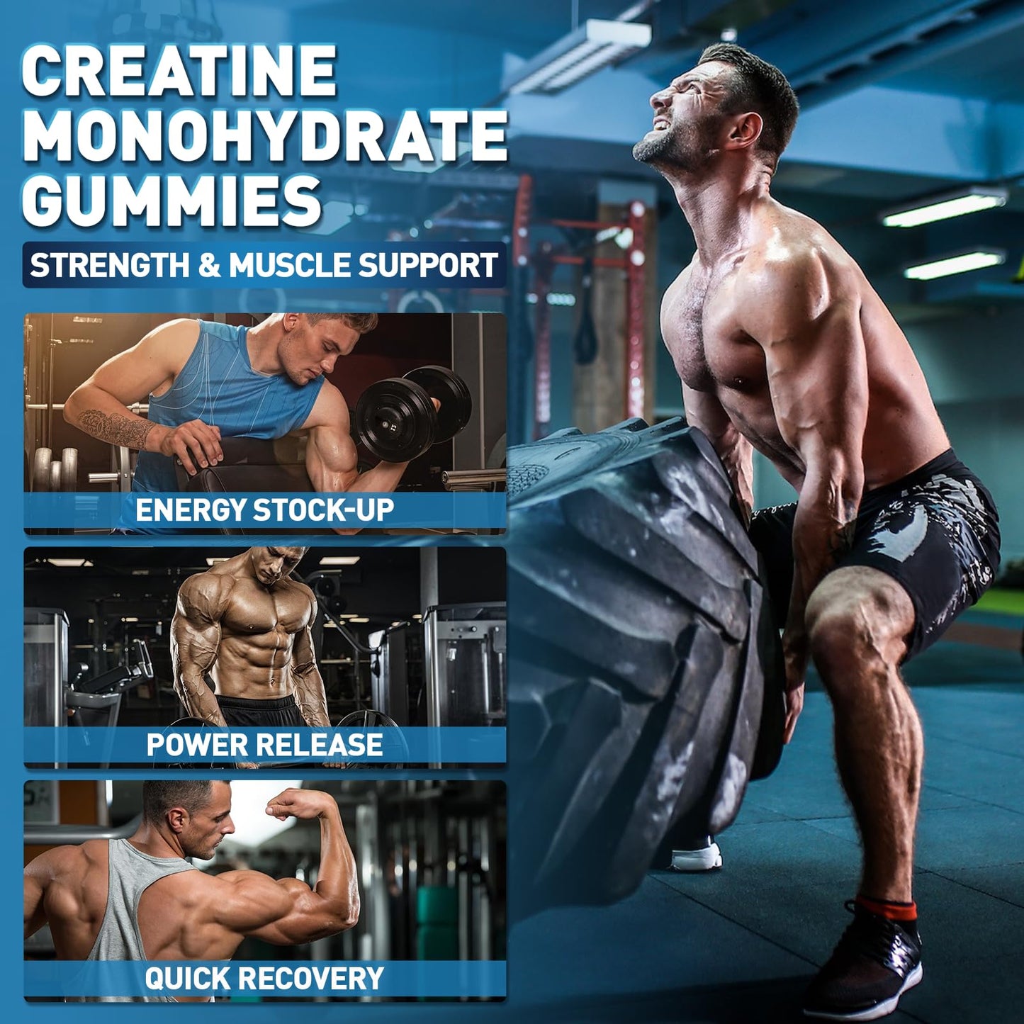 Creatine Monohydrate Gummies 5g for Men & Women, 160 Count Creatine Gummies for Muscle Strength, L-Taurine, Vitamin B12, Energy Boost, Workout Supplement, 2 Pack