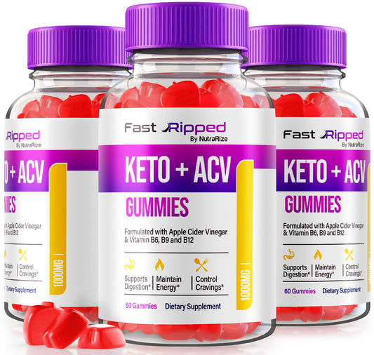 NutraRize (Pack of 3 Fast Ripped Keto+ACV Gummies, Advanced Formula, Keto Apple Cider Vinegar, 1000MG Vitamins Supplement, Maximum Strength Gummy Reviews (180 Gummies)