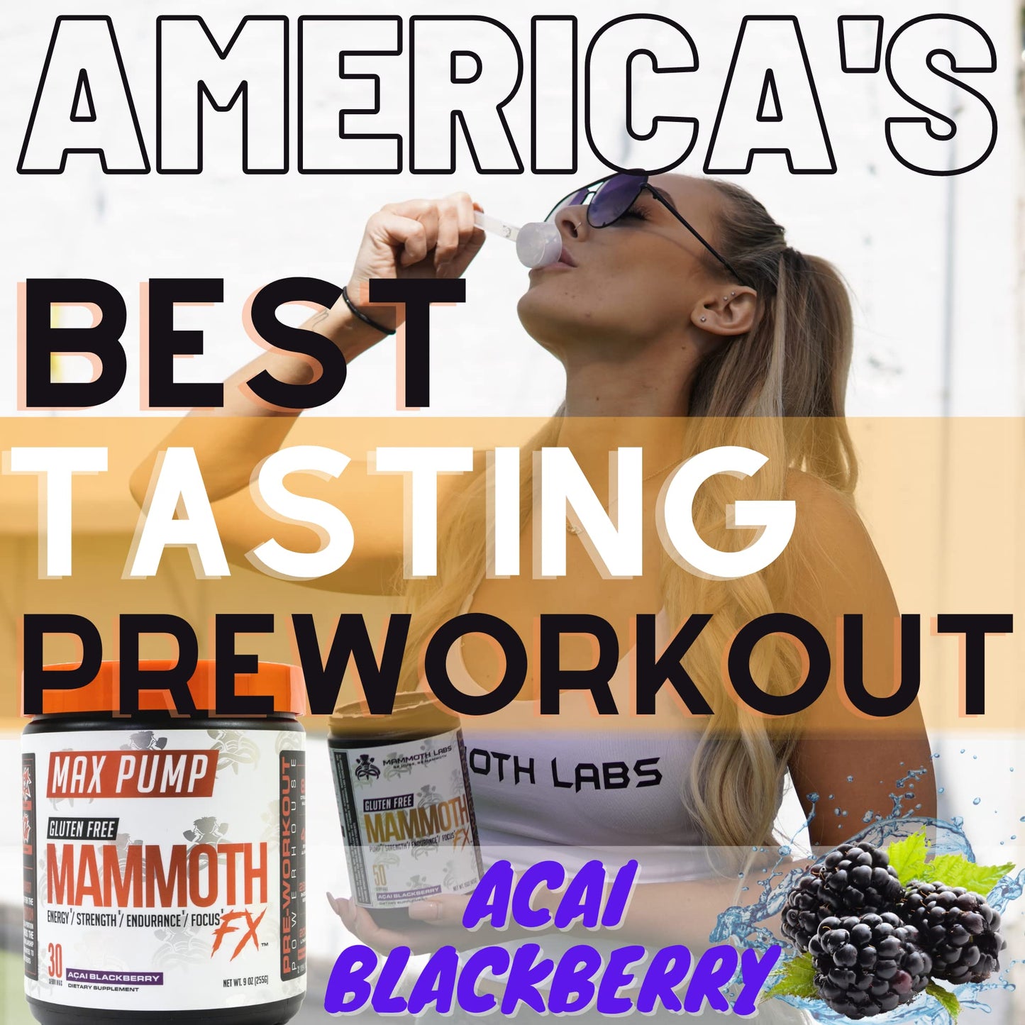 Mammoth Labs Pump Pre Workout- 30 Servings | Explosive Energy & Focus with Nitric Oxide Boosters- Build Muscle & Increase Endurance| Sugar Free, Natural Gluten Free Energy for Men & Women