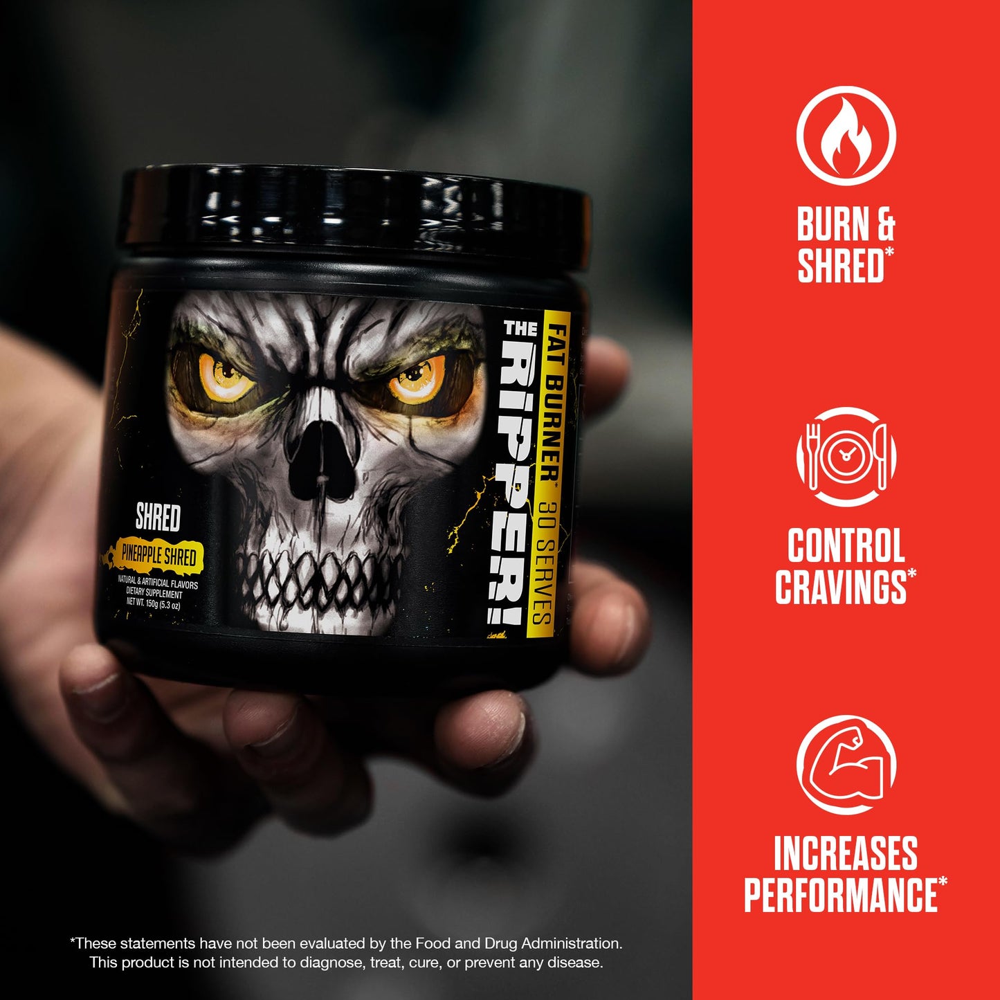 JNX SPORTS The Ripper! Shredding Thermogenic Fat Burner - Pineapple Shred 30 Servings | Advanced Fast Acting Thermogenic Pre-Workout, Appetite Suppressant for Men & Women
