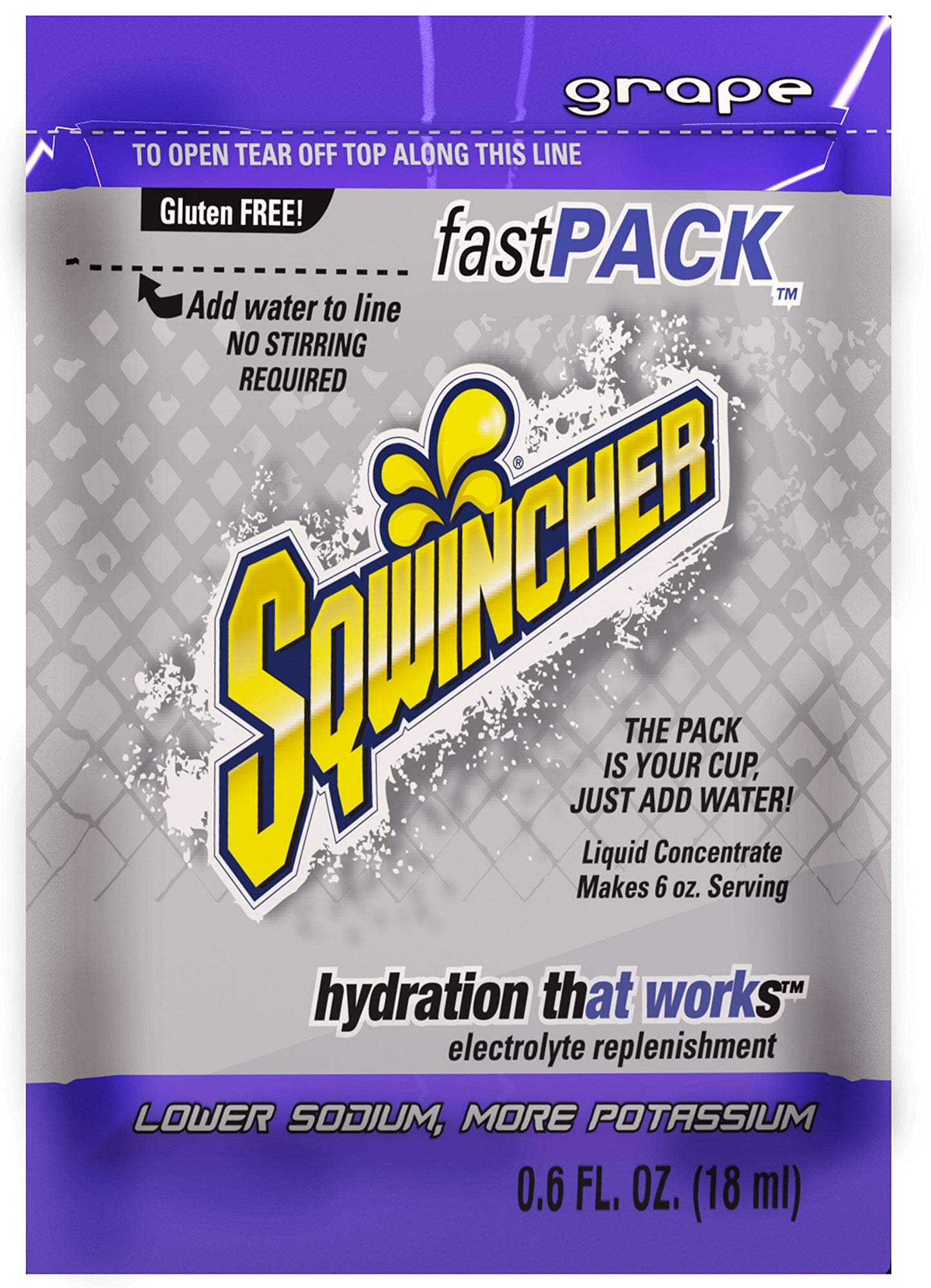 Sqwincher 015302-GR Fast Pack Liquid Concentrate Packet, 6 oz, Purple, Standard (Pack of 50)