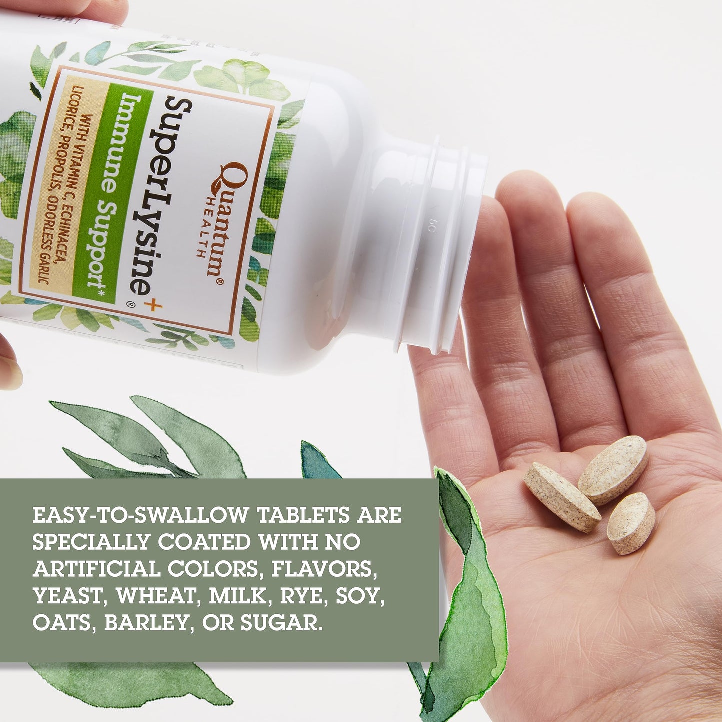 Quantum Health Super Lysine+ / Advanced Formula Lysine+ Immune Support with Vitamin C, Echinacea, Licorice, Propolis, Odorless Garlic (180 Tablets), Packaging may vary