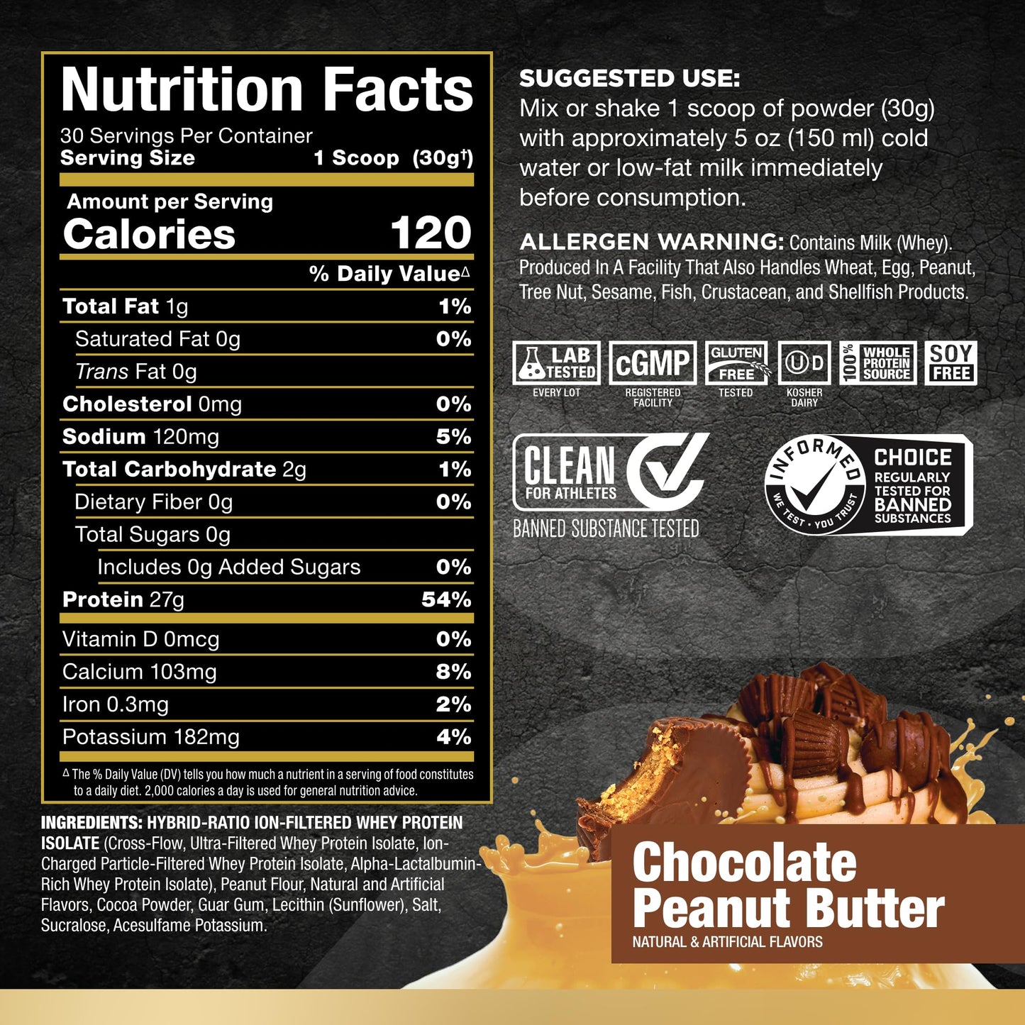 ALLMAX Nutrition ISOFLEX Whey Protein Isolate, Chocolate Peanut Butter - 0.9 lb - 27 Grams of Protein Per Scoop - Zero Fat & Sugar - 99% Lactose Free - Gluten Free & Soy Free - Approx. 15 Servings