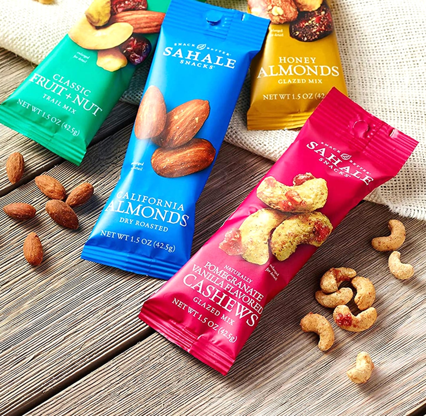 NOSH PACK Sahele Snacks Variety Pack Nuts  12 Pack 15 Oz Bulk Snack Packs Honey Almond Roasted Almond Pomegranate Pistachio Pomegranate Vanilla Cashew Tangerine Vanilla Macadamia with NP Bag