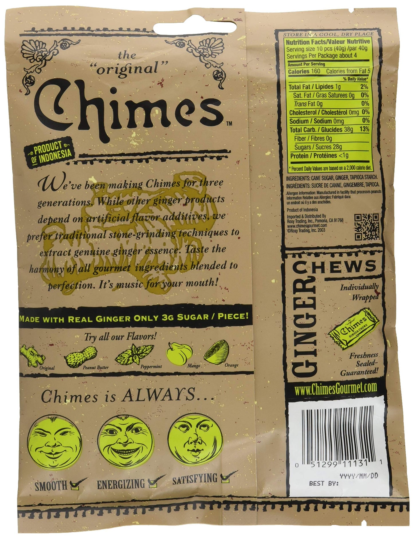 Chimes Ginger Chews Original 5 Ounce Pack of 1