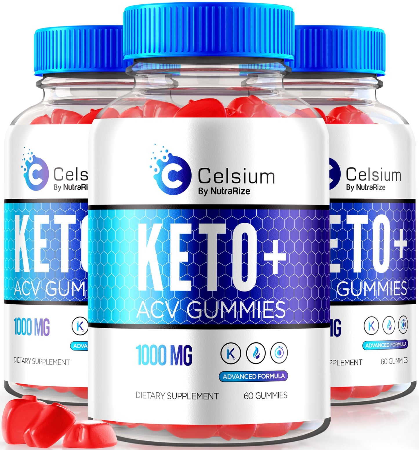 NutraRize (Pack of 3 Celsium Keto+ ACV Gummies 1000MG, Advanced Formula, Apple Cider Vinegar, All-Natural Keto Official, Celsium Dietary Supplement, Reviews (180 Gummies)