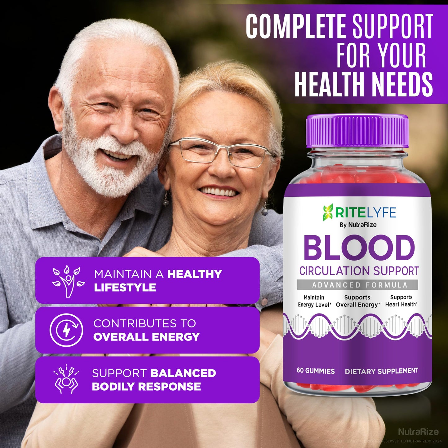 NutraRize (Pack of 3 RiteLyfe Blood Circulation Support Gummies, All Natural Stabilizer to Maintain Stable Healthy Levels and Overall Wellness, Premium Formula Gomitas Review (180 Gummies)