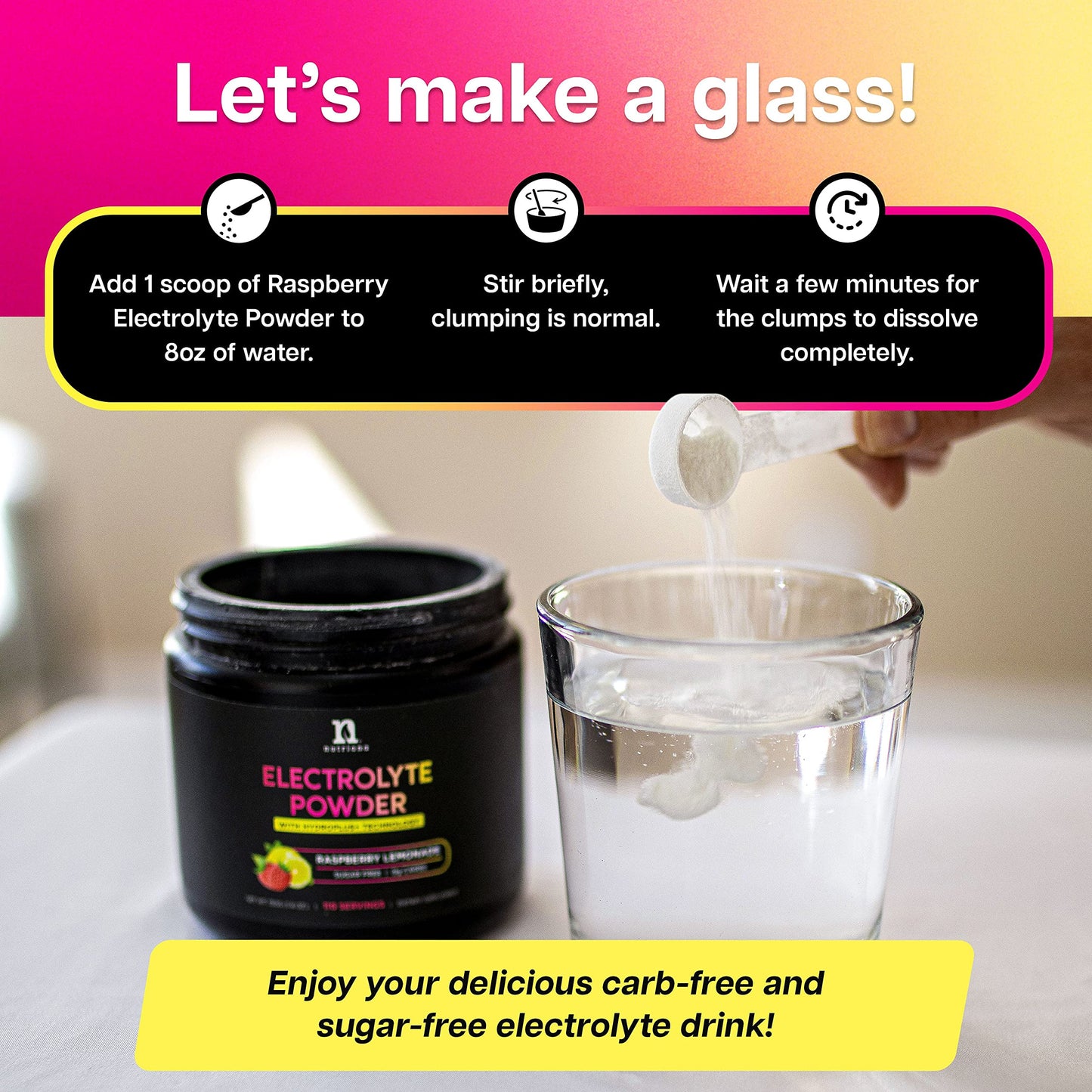 Nutriana Keto Electrolytes Powder No Sugar - Zero Carb & Zero Calorie Electrolyte Drink Mix - Sugar Free Electrolytes for Hydration Powder - Fasting Electrolytes Raspberry Lemonade Flavor