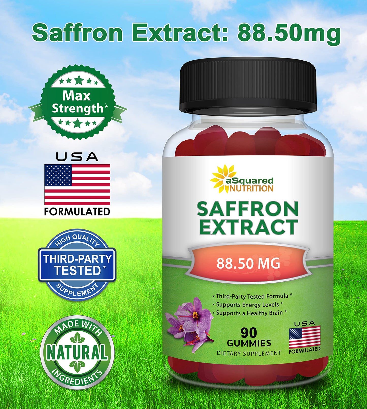 Saffron Gummies - Saffron Extract Supplement - Pure Gummy Supplements Alternative to Capsules, Pills, Powder & Tea